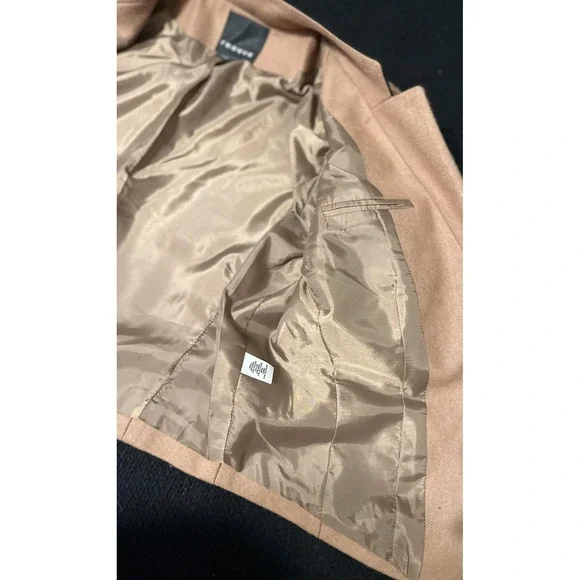 Trouve Blazer Womens Small Camel Tan Wool Blend Cropped One Button Jacket - Picture 11 of 15